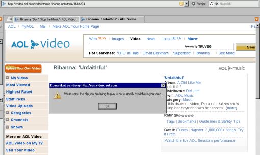 screenshot serwisu AOL Video