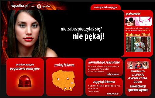 screenshot serwisu znajdującego się pod adresem www.wpadka.pl