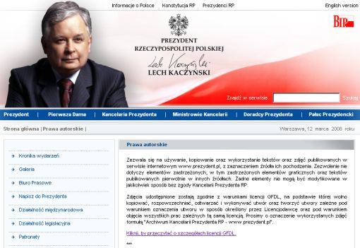 screenshot serwisu Prezydent.pl