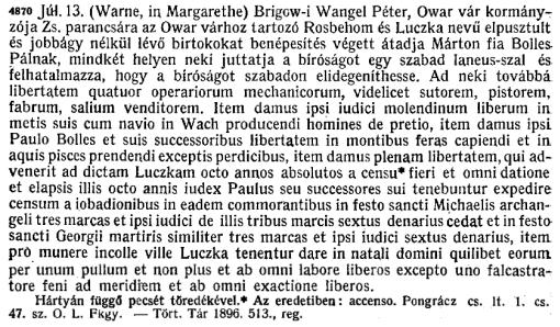Piotr Wągl w 1397 roku