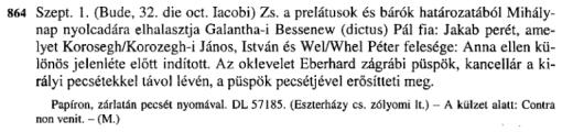 Piotr Wągl w dokumentach węgierskich