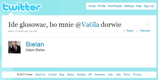 Adam Bielan na Twitterze: Ide glosowac, bo mnie @VaGla dorwie