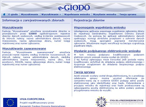 Screenshot serwisu e-GIODO