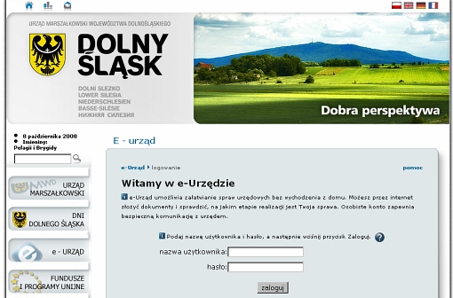 screenshot strony głównej e-Urzędu na Dolnym Śląsku