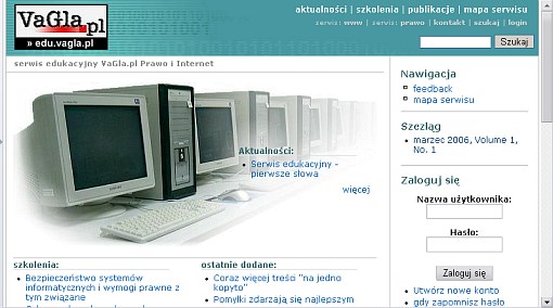 Screenshot serwisu edu.vagla.pl
