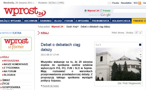 Zdjęcie budynku Sejmu RP na stronach tygodnika Wprost