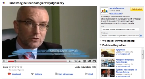 Wiceprezydent Grześkowiak w filmie reklamującym producenta oprogramowania