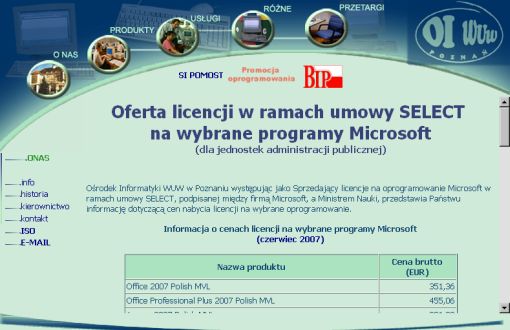 screenshot Ośrodek Informatyki WUW w Poznaniu