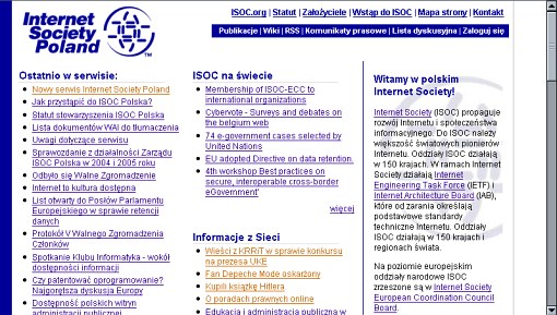 Screenshot nowego serwisu ISOC Polska