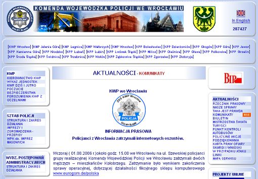 screen strony KWP we Wrocławiu