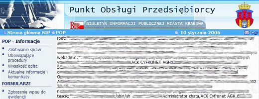 informacje o systemie w biuletynie informacji publicznej Miasta Krakowa