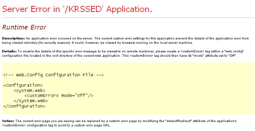 screenshot strony serwisu KRS z błędem Server Error