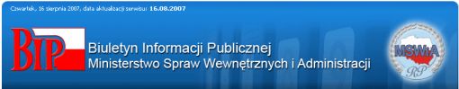 nagłówek strony podmiotowej Biuletynu Informacji Publicznej MSWiA