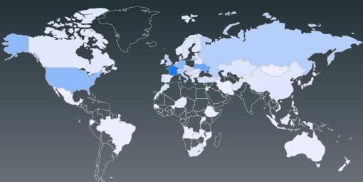 Interaktywna infografika prezentująca podróże posłów na mapie świata