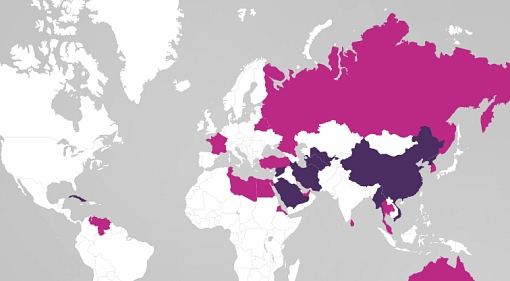 Mapa cenzury internetu wedle Reporterów Bez Granic