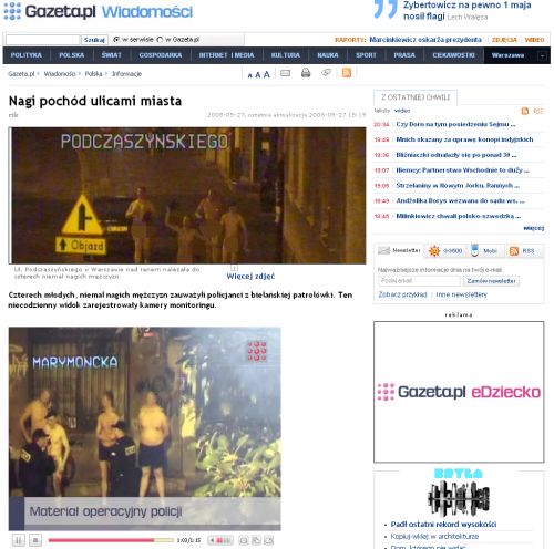 screenshot serwisu Gazeta.pl z filmem operacyjnym Policji