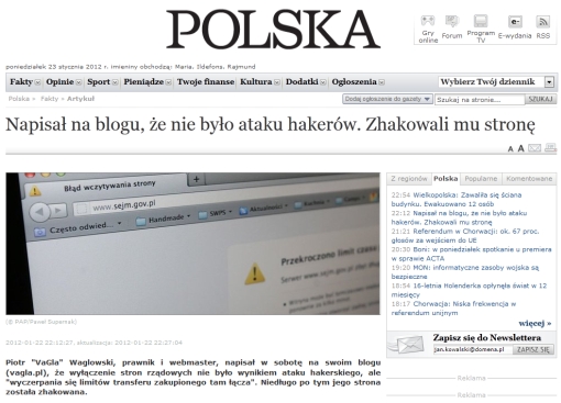Screenshot serwisu Polska The Times