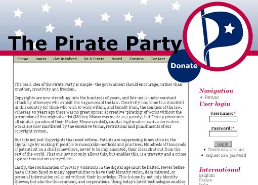 screenshot amerykańskiej partii piratów