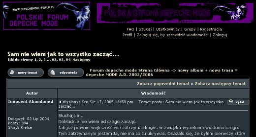 Doniesienie dotyczące Precious Forum Depeche Mode 17 08 2005