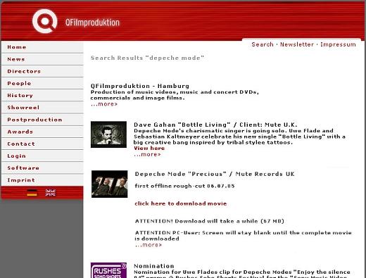 screenshot ze strony QFilm pokazujacy jak za pomoca wyszukiwarki z tej strony znalezc plik z teledyskiem