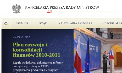 Fragment strony internetowej premier.gov.pl