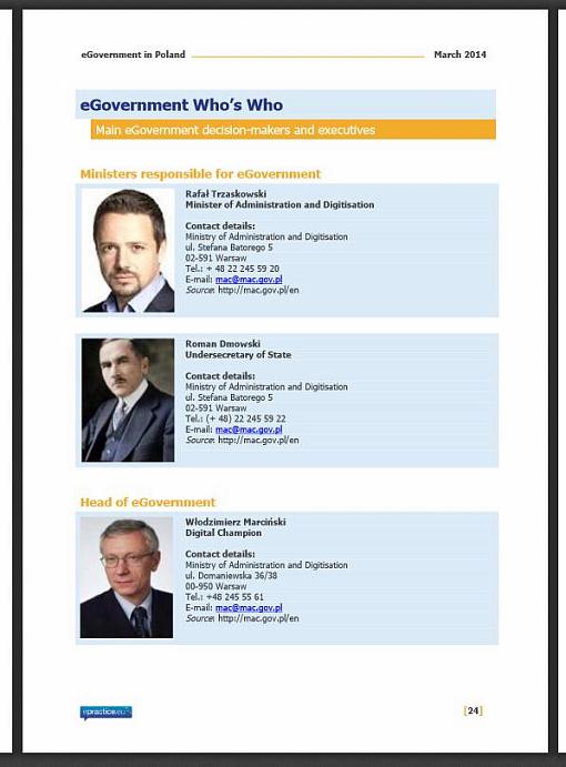 Strona 24 raportu Komisji Europejskiej na temat e-Government w Polsce