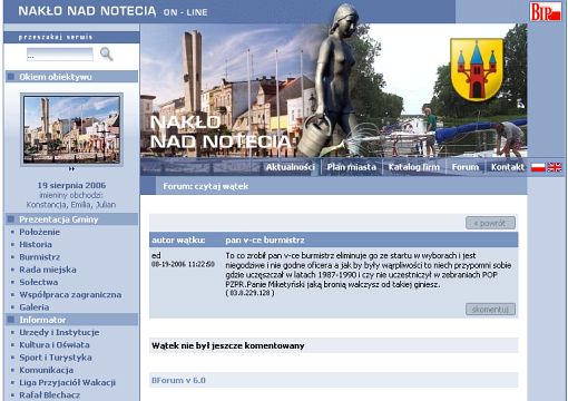 screenshot forum internetowego Nakła nad Notecią