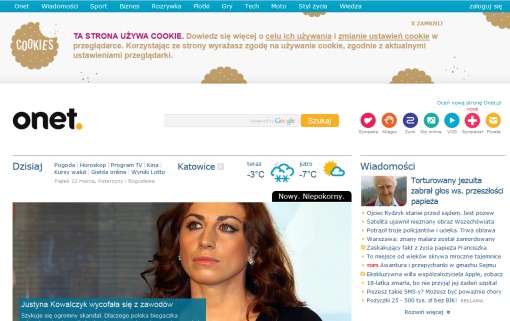 Zrzut ekranu strony głównej Onet.pl