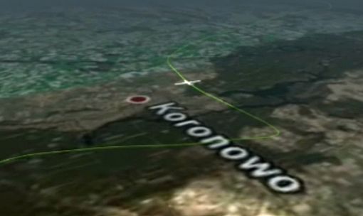 Klatka z filmu przedstawiającego wizualizację incydentu lotniczego