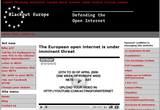 Screenshot serwisu znajdującego się pod domeną blackouteurope.eu