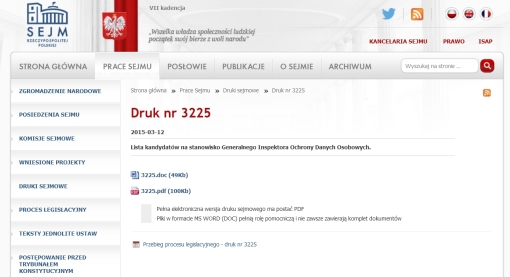 Sejm RP na każdej ze swoich stron i podstron promuje Twittera