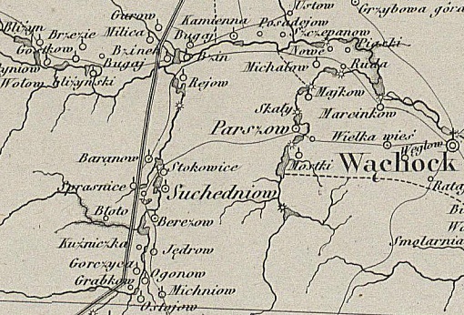 Suchedniów i okolice wedle Karty dawnej Polski z 1859 roku