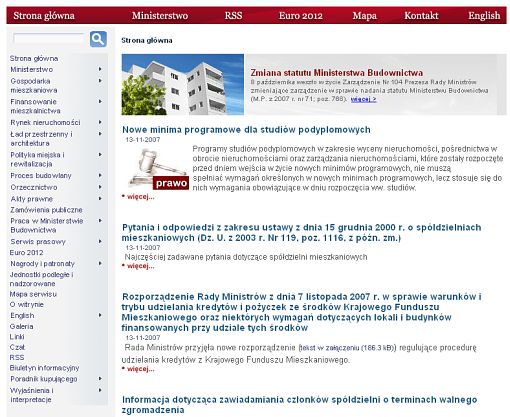 Screenshot Św. P. Ministerstwo Budownictwa