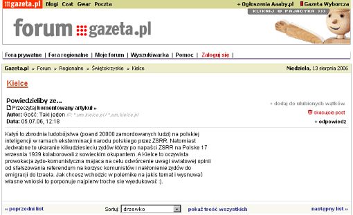 wpis na forum Gazeta.pl