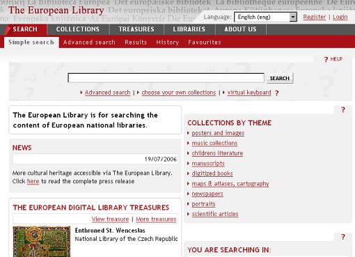 The European Library is for searching the content of European national libraries