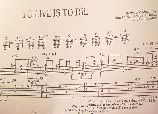 tabulatura - to live is to die - Metallica