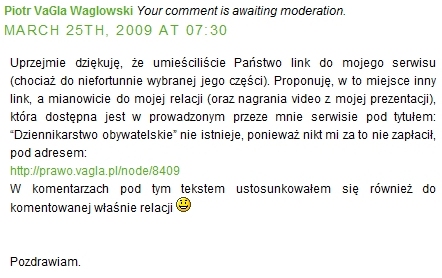 skasowany komentarz pozostawiony w serwisie sdo.org.pl