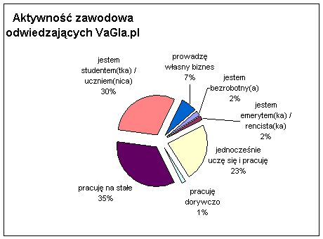 graf przedstawiający aktywność zawodową odwiedzających VaGla.pl