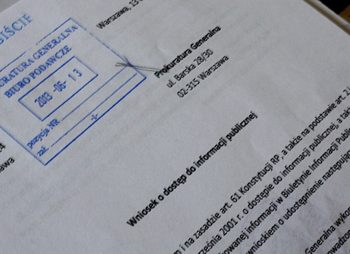 Zdjęcie fragmentu wniosku złożonego do Prokuratury Generalnej w Warszawie