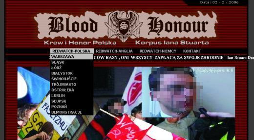 screenshot strony głównej akcji Redwatch prowadzonej przez organizacje Krew i Honor