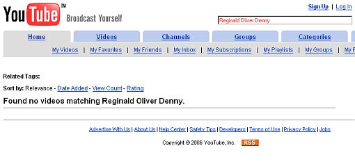 YouTube:  Found no videos matching Reginald Oliver Denny.