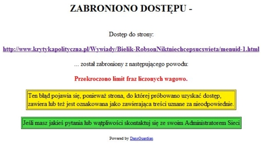 Screen strony pokazującej się użytkownikom korzystającym z wrocławskiego, miejskiego internetu