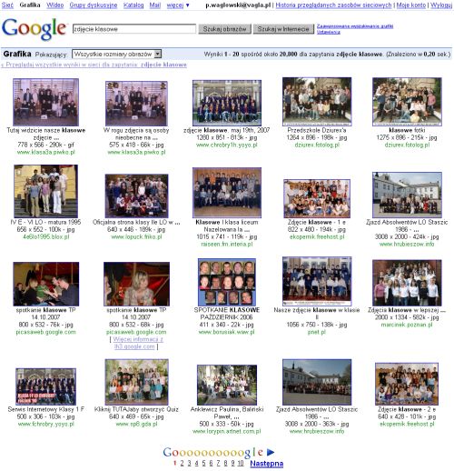 google i zdjęcia klasowe - screenshot strony wyników wyszukiwania